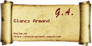 Glancz Armand névjegykártya